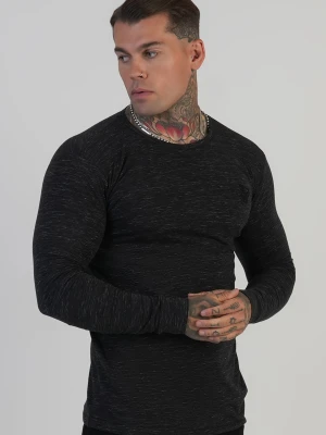 SikSilk Męski Czarny LS Marl T-shirt