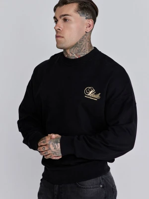 SikSilk Męski Czarny Sweter z Grafiką