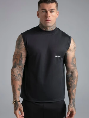 SikSilk Męski Czarny T-Shirt bez Rękawów