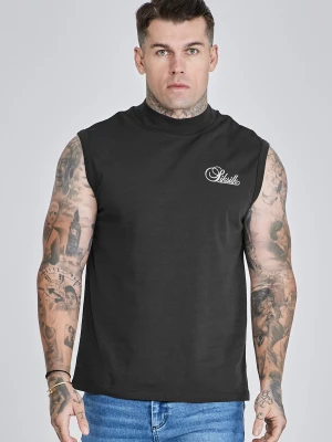 SikSilk Męski Czarny T-Shirt bez Rękawów