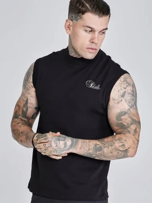 SikSilk Męski Czarny T-Shirt bez Rękawów