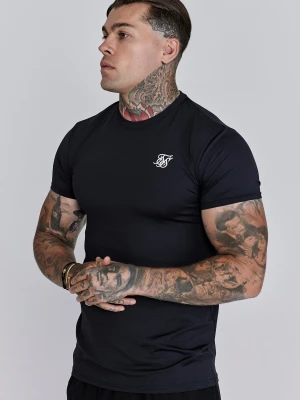 SikSilk Męski Czarny T-Shirt Dopasowany Muscle Fit