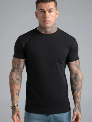 SikSilk Męski Czarny T-shirt Muscle Fit