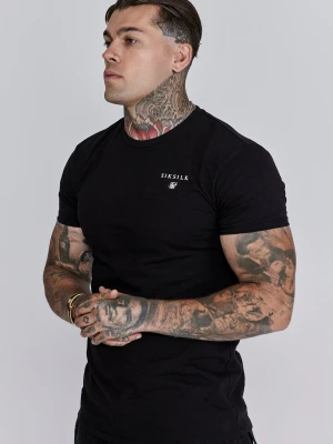 SikSilk Męski Czarny T-Shirt o Luźnym Kroju