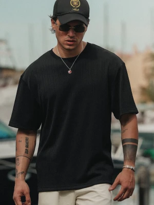 Zdjęcie produktu SikSilk Męski Czarny Teksturowany T-Shirt