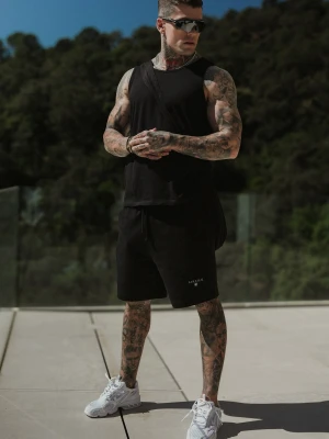 SikSilk Męski Czarny Zestaw Kamizelka i Spodenki