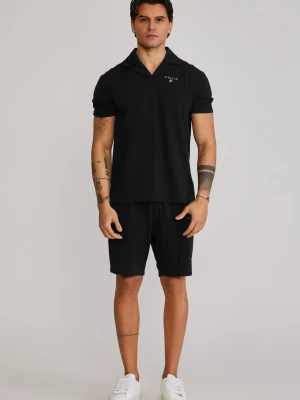 SikSilk Męski Czarny Zestaw Polo i Spodenek