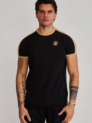 SikSilk Męski Czarny, Złoty Pasek Ringer T-Shirt