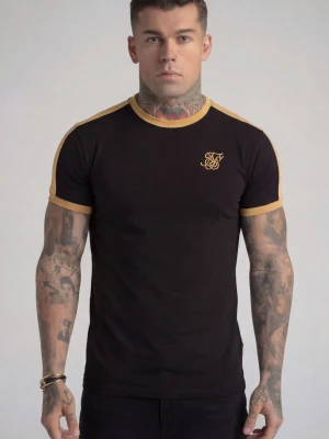 Zdjęcie produktu SikSilk Męski Czarny, Złoty Pasek Ringer T-Shirt