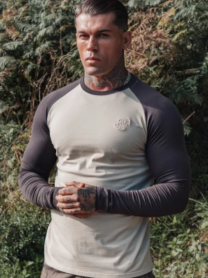 SikSilk Męski Ecru, Brązowy LS Muscle Fit T-shirt