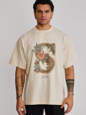 Zdjęcie produktu SikSilk Męski Ecru Graficzny T-shirt