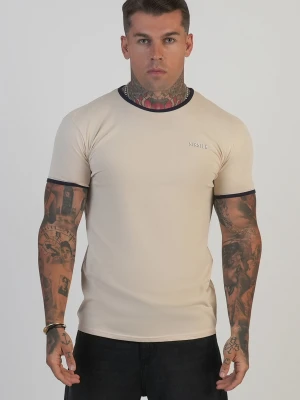 SikSilk Męski Ecru, Granatowy Ringer T-Shirt