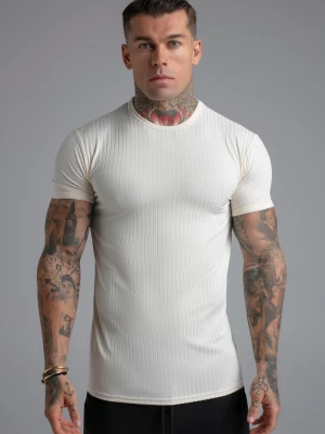 SikSilk Męski Ecru Muscle Fit T-Shirt