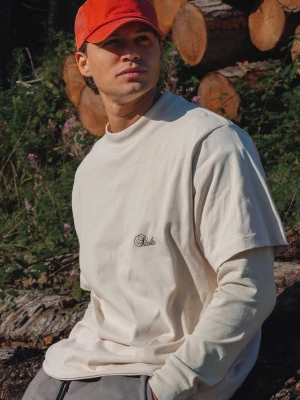 SikSilk Męski Ecru Oversized T-Shirt