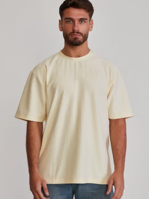 SikSilk Męski Ecru Plisowany T-Shirt