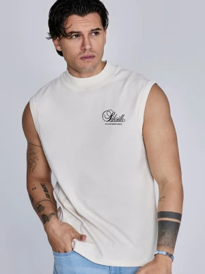 SikSilk Męski Ecru T-Shirt Bez Rękawów