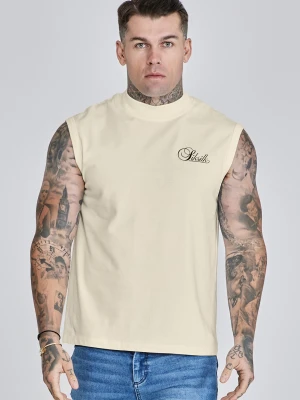 SikSilk Męski Ecru T-shirt Bez Rękawów