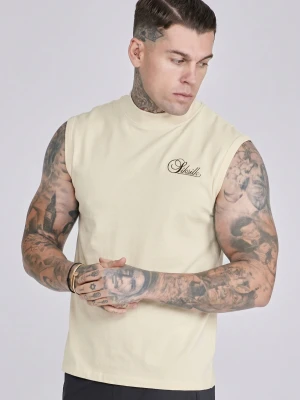 SikSilk Męski Ecru T-shirt Bez Rękawów