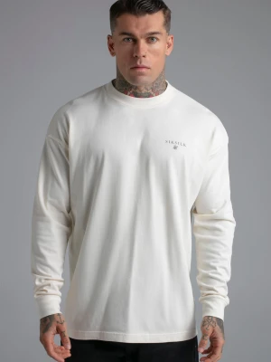 SikSilk Męski Ecru T-shirt z Długim Rękawem