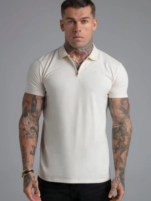 SikSilk Męski Ecru z Zamkiem Polo T-Shirt