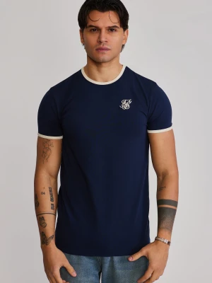 SikSilk Męski Granatowy, Ecru Ringer T-Shirt