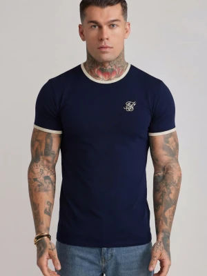 SikSilk Męski Granatowy, Ecru Ringer T-Shirt