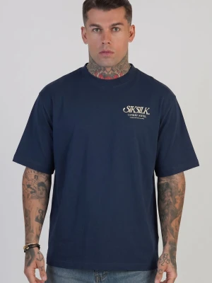 SikSilk Męski Granatowy Graficzny T-Shirt