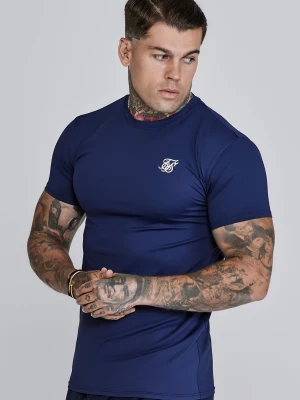 SikSilk Męski Granatowy T-Shirt Dopasowany Muscle Fit