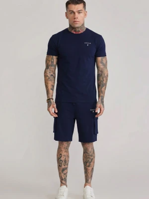 SikSilk Męski Granatowy T-Shirt i Spodenki Zestaw