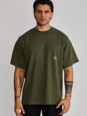 SikSilk Męski Khaki Zielony Oversized T-Shirt