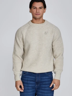 SikSilk Męski Kremowy Dziany Sweter