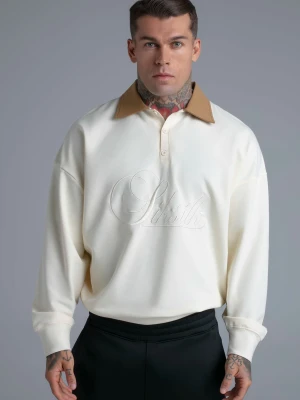 Zdjęcie produktu SikSilk Męski Sweter Polo Ecru