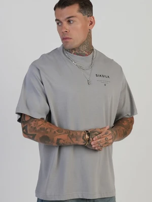 SikSilk Męski Szary Graficzny T-Shirt