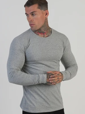 SikSilk Męski Szary LS Marmurkowy T-Shirt