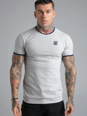 SikSilk Męski Szary Marl, Marynarski Ringer T-Shirt