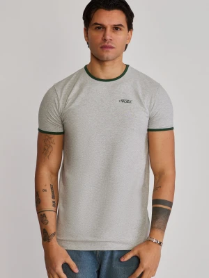 SikSilk Męski Szary Marl Ringer T-Shirt
