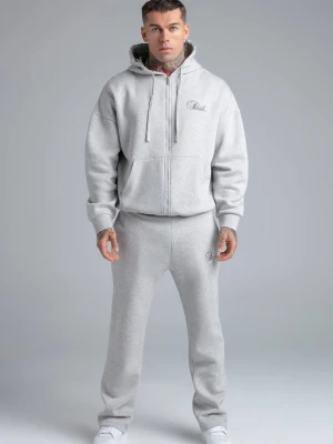 SikSilk Męski Szary Marmurkowy Bluza z Kapturem i Spodnie Joggingowe Zestaw