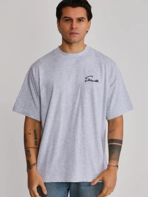 SikSilk Męski Szary Marmurkowy Script T-Shirt