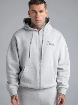 SikSilk Męski Szary Melange Essentials Bluza z Pełnym Zamkiem