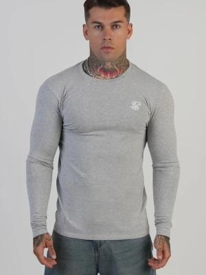 SikSilk Męski Szary Melange Essentials LS T-shirt