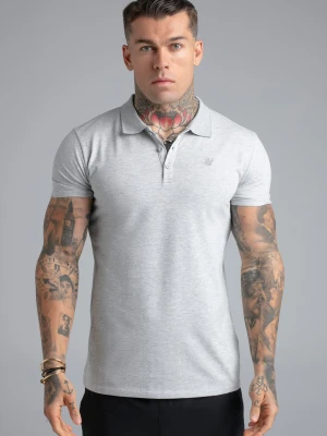 SikSilk Męski Szary Melange Polo T-Shirt