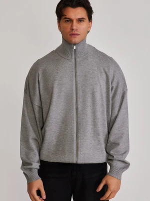 SikSilk Męski Szary Melanżowy Dziany Kardigan