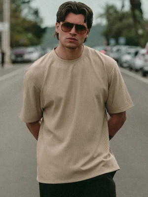 SikSilk Męski Szary Plisowany T-Shirt