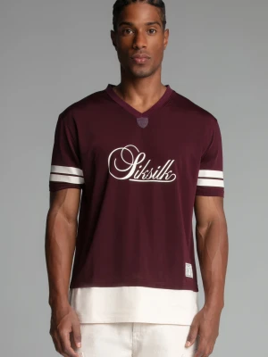 SikSilk Męski T-Shirt Bordowy