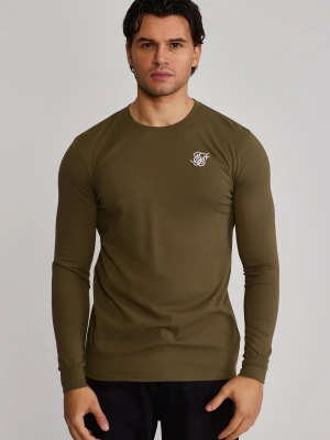 SikSilk Męski T-shirt Essentials Khaki Zielony LS