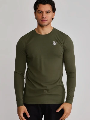 SikSilk Męski T-shirt Essentials Khaki Zielony LS