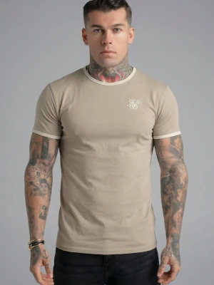 SikSilk Męski T-shirt Stone, Ecru Ringer