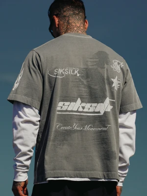 Zdjęcie produktu SikSilk Męski T-Shirt Stone Graphic beżowy