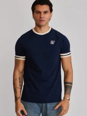 SikSilk Męski T-Shirt Turniejowy w Kolorach Granatowym i Ecru