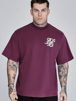 SikSilk Męski T-shirt z Logo w Kolorze Bordowym